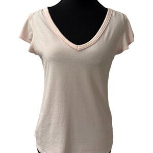 white house black market ruffle sleeve v-neck top